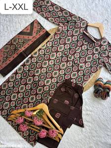Fournisseur indien de collections de Kurti-Pant à manches 3/4 droites en pur coton de qualité supérieure avec imprimés et dupatta imprimée. - Product Image 2
