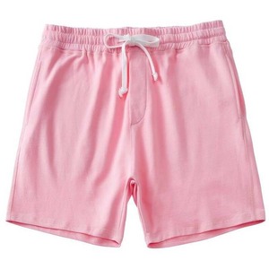 Pink Men's Casual Shorts Solid Color Drawstring Waist Knitted Cotton Breathable Pockets Mid Rise Short <b>Pants</b> - Product Image 1
