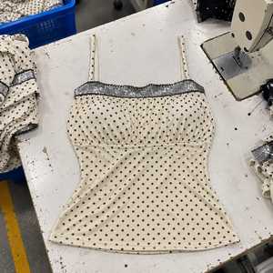 Wholesale Women's Trendy Thrifted <b>Camisole</b> Tank Top Breathable 100% Cotton Lace Trim Printed Sleeveless Fitted Summer Casual Y2K - Product Image 4