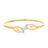 Bracelet jonc en or jaune pour femme, design minimaliste avec diamants de laboratoire taille brillant rond, bijoux pour usage quotidien