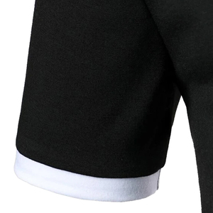 <b>Men's</b> <b>Black</b> <b>Polo</b> Shirt Short Sleeve Knitted Solid Color Casual Regular Fit Breathable Cotton Fabric - Product Image 5