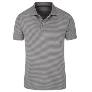 Polo en coton gris à manches courtes pour homme, couleur unie, jersey tricoté décontracté, design anti-plis - Product Image 2