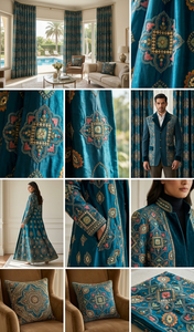 Motif de broderie sur velours Firozi bicolore, motif 9000, matière de base pour veste ethnique femme, lehenga de mariée, abaya - Product Image 6