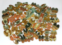 Paire de cabochons en jaspe polychrome naturel Radha Arts, motifs uniques, pour la fabrication de boucles d'oreilles, bagues, pendentifs et bijoux en argent