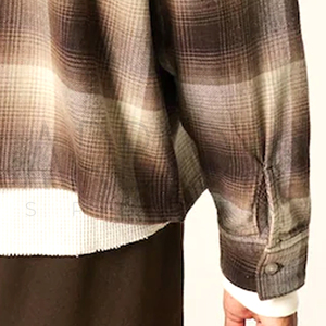 Chemises à carreaux pour hommes, nouvelle collection 2026, sur mesure, style streetwear, dégradé marron, en flanelle de coton, boutonnées avec poches poitrine - Product Image 6