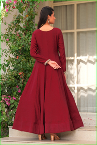 Robe Anarkali Marron Rani Haar <span class=keywords><strong>Marsala</strong></span> avec Dupatta en Tissu - Product Image 4