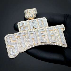 Colgante de Lujo Personalizado con Nombre 2ND STREET, Chapado en Oro Rosa, con Moissanita y Brillo VVS, Joyería Hip Hop, Regalo - Product Image 2