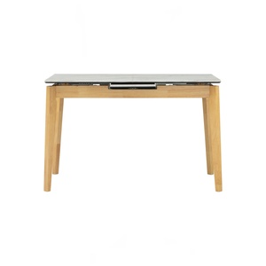 Modern High Pressure <b>Laminated</b> Marble Top 4/6 Seaters Extendable Dining Table and Sturdy Solid Wood Legs for Home - Product Image 2