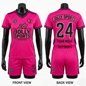 Premium 180 GSM Polyester <b>Mesh</b> Women Football Jersey Short <b>Set</b> Purple Tackle Twill Custom Logo Women's <b>Sets</b> - Product Image 3
