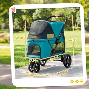 Passeggino Grande per Cani, Regolabile, Pieghevole, Impermeabile, con Cintura e Chiusura a Cerniera, per Viaggi all'Aperto, Compatibile con Auto - Product Image 6