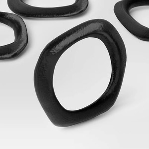 Ensemble de 4 anneaux de serviette en métal noir, décoration de table sculpturale géométrique moderne - Product Image 3