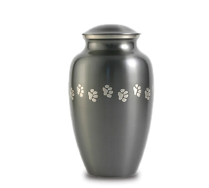 Pet Memorial Cremation <b>Urn</b> with Paw Print Design Matte Black Metal Round Sympathy Keepsake for Dog <b>Cat</b> pet cremation <b>urn</b> - Product Image 6