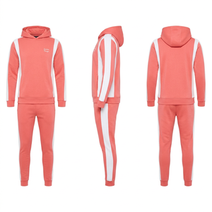 <b>Purple</b> Tracksuit Set Full Zip Stand Collar Sporty Style Color Blocking Side Pockets Regular Fit Autumn Season Unisex Adult - Product Image 5