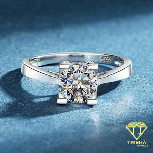 Bague de fiançailles en moissanite taille ronde VVS, solitaire, en argent sterling 925, bijoux de mariage de luxe pour femme - Product Image 3