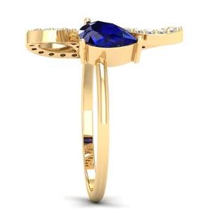 Anillos REYES de Oro Sólido de 14K de Primera Calidad con Zafiro Azul Corte Pera de 0.75 Quilates para Mujer, Joyería de Moissanita con Certificación GRA - Product Image 3