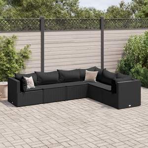 Ensemble de salon de jardin en rotin PE noir avec structure en acier thermolaqué - Product Image 1