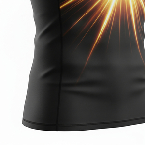 Chemise de sport pour homme à manches longues, protection UV UPF50+, séchage rapide, imprimé par sublimation, motif éclat de soleil noir et orange, pour la natation et le surf - Product Image 4