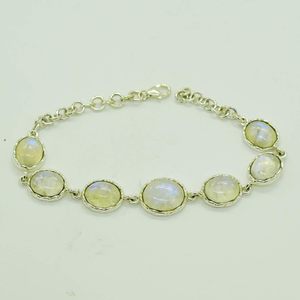 Nouveau Bracelet en Argent Sterling 925 avec Pierre de Lune Arc-en-ciel, Sertissage clos, Maillons de Chaîne, Classique, Unisexe, pour Usage Quotidien, Bijoux Fins 2026 - Product Image 1