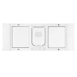 Porte pour chat en verre haute transparence avec cadre en aluminium, 4 modes de verrouillage sécurisés, installation rapide, porte pour animaux de compagnie résistante aux intempéries, fermeture magnétique - Product Image 1