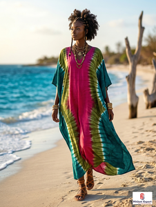Printed <b>Kaftan</b> Dress Ladies Beach Wear Soft Fabric Loose Fit <b>Summer</b> Resort Cover Up Island Vacation Wholesale Export Supply - Product Image 3