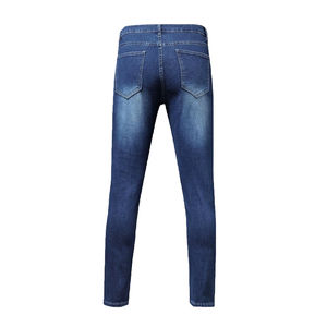 Jean en denim déchiré et délavé pour homme, coupe slim, taille haute, jambe droite, en coton, style décontracté automne - Product Image 2