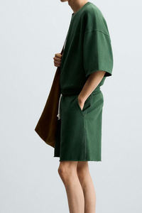 Camisetas y Pantalones Cortos de Alta Calidad, 100% Algodón, Artículo Básico, Color Personalizado, Lavado Vintage, Camisetas y Pantalones Cortos de Manga Corta Personalizados - Product Image 3