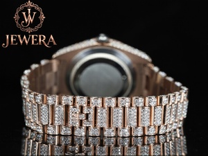 Luxury Men's Stainless Steel Analog Watch with Glass Dial Shiny Diamond Look Mechanical Auto Movement for Wedding Fashion Events - Product Image 5