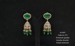 11697Vintage Kundan Jhumki <b>Earrings</b> Mehandi Plated <b>Earrings</b> Ethnic <b>Red</b> Doublet Stone Brass Kundan <b>Earrings</b> for Wedding Party Wom - Product Image 4