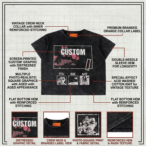 T-shirt pour homme coupe ample délavé à l'acide, service OEM, haut streetwear à manches courtes avec imprimé graphique, vêtement décontracté effet vintage - Product Image 6