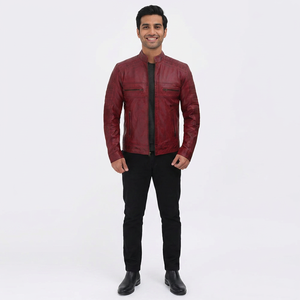 100% High Quality Cowhide Leather Streetwear Jacket Fabric 300g <b>Fur</b> <b>Trim</b> New Stylish Breathable Quick Dry Waterproof Men's - Product Image 4