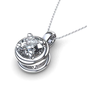 จี้เพชรทรงกลมเจียระไนแบบบริลเลียนท์ ทองคำขาว 14K |   เสน่ห์แห่งเพชรธรรมชาติอันงดงามสำหรับผู้หญิง |   เครื่องประดับชั้นดีสำหรับสวมใส่ทุกวัน - Product Image 2