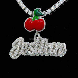 Fruit Bail diamant pendentif argent massif glacé diamant Logo Bail nuit lueur dans l'obscurité émail nom personnalisé diamant pendentif - Product Image 1