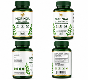 Capsules d'extrait de feuilles de Moringa Oleifera, 60 unités, 600 mg par capsule, vitamines, complément alimentaire, soutien immunitaire, tous âges, à partir de 12 ans - Product Image 4