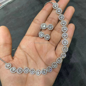 Classic American Diamond Bridal Jewelry <b>Set</b> Two-Piece <b>Necklace</b> <b>and</b> <b>Earrings</b> for Wedding Fashionable Classic Style - Product Image 1