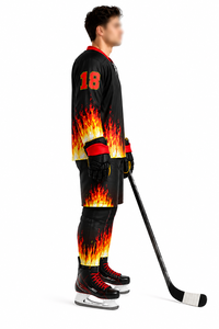Uniforme de hockey sur glace personnalisé avec nom d'équipe, couleur unie, taille adulte, sublimation / Vêtements de sport pour jeunes, 100% polyester - Product Image 3