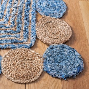 Braided Jute Area <b>Rug</b> Rectangle Geometric Pattern <b>Thin</b> Low Pile Reversible Eco Friendly Non-Slip Dry Clean Hallway Use - Product Image 4