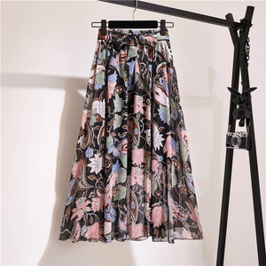 2026 Women's Natural Waist Casual Breathable Nonwoven <b>Chiffon</b> Mid-Calf <b>Skirt</b> Spring Summer - Product Image 4
