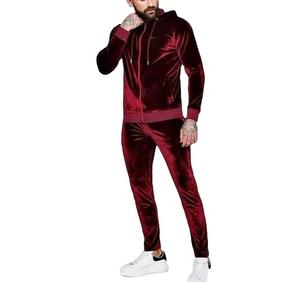 New Long Sleeve Active Jogger Suit Training Sweatsuit <b>Men</b> Fitted <b>Velour</b> Hooded Velvet <b>Tracksuit</b> - Product Image 6