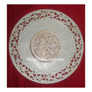 Indian Wholesaler And Exporter Soapstone Jewelry Box With Plate Set - Product Image 1