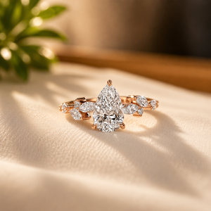 Bague de Fiançailles en Or Jaune 18K Plaqué avec Diamant en Forme de Goutte d'Eau et Moissanite Marquise Latérale, Idéale pour la Fête des Mères ou comme Bague de Promesse - Product Image 5