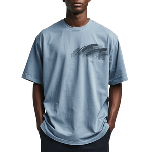T-shirt graphique surdimensionné en coton épais délavé bleu glace pour homme – Vêtement de mode haut de gamme en gros - Product Image 1