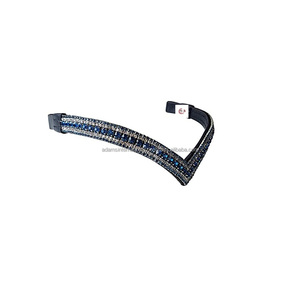 Bandeau de tête pour cheval en cuir de haute qualité, personnalisable en couleur et taille, avec une touche décorative en cristal brillant pour usage équestre - Product Image 2