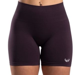<b>Womens</b> Dark Plum High Waist Gymwear <b>Shorts</b> Stretch <b>Compression</b> Workout Fitness Training Yoga Activewear Performance Wear - Product Image 3