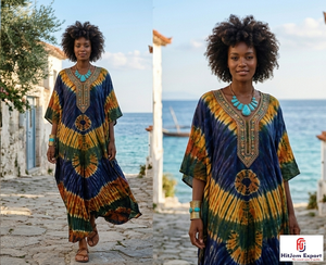 Printed <b>Kaftan</b> Dress Women <b>Beach</b> Cover Up Loose Fit Soft Fabric Fashionable Design Bulk Order for Export - Product Image 4