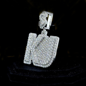 Fully Iced Out Style Custom Moissanite Diamond <b>Initial</b> <b>Pendant</b> Birthday Party Gifts for Mens 925 Sterling <b>Silver</b> Hip Hop Jewelry - Product Image 2