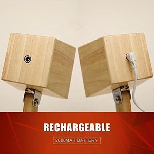 Wooden <b>Rechargeable</b> <b>Led</b> Desk Lamp Touch Control Battery Powered 2700K Warm White <b>Light</b> Minimalist Design Square Shade - Product Image 2
