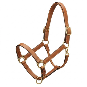 Durable Strong Black <b>Brown</b> <b>Tan</b> Genuine Leather Horse Halter in all custom Sizes and Colors with Solid Brass Fittings - Product Image 2