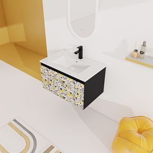 Mobile bagno sospeso da 30 pollici con lavabo in ceramica e anta con chiusura ammortizzata, pronto per l'installazione - Product Image 5