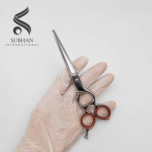 Ciseaux de barbier en acier inoxydable, ciseaux professionnels manuels pour barbier, manche rouge, ciseaux de coupe de cheveux pour logo personnalisé - Product Image 1