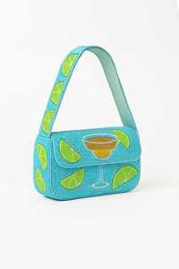 Sac à bandoulière Bohème brodé de perles fait main, motif œil porte-bonheur, en perles de rocaille crème et bleues, pochette de soirée tendance pour femme - Product Image 3